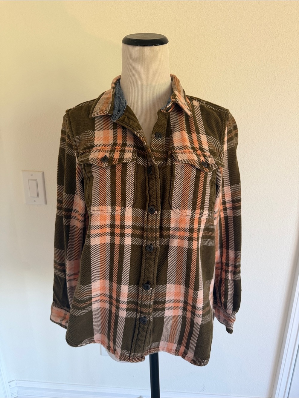Outerknown Blanket Shirt Women's Plaid Flannel Organic Cotton Shacket XS